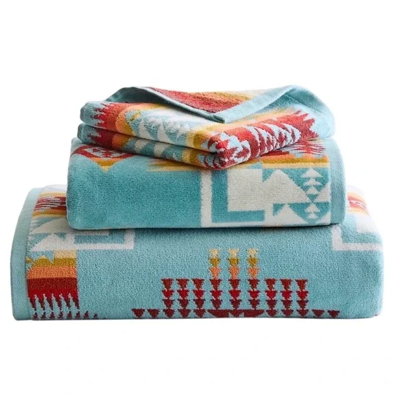 Pendleton Towel Set Unisex OS Aqua NEW Canyonlands 3-Piece Cotton Southwestern - Picture 4 of 9